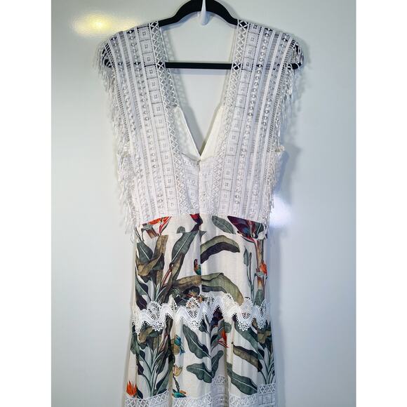 PatBo NWT Tropical Print Lace Trim Maxi Dress - Picture 7 of 12